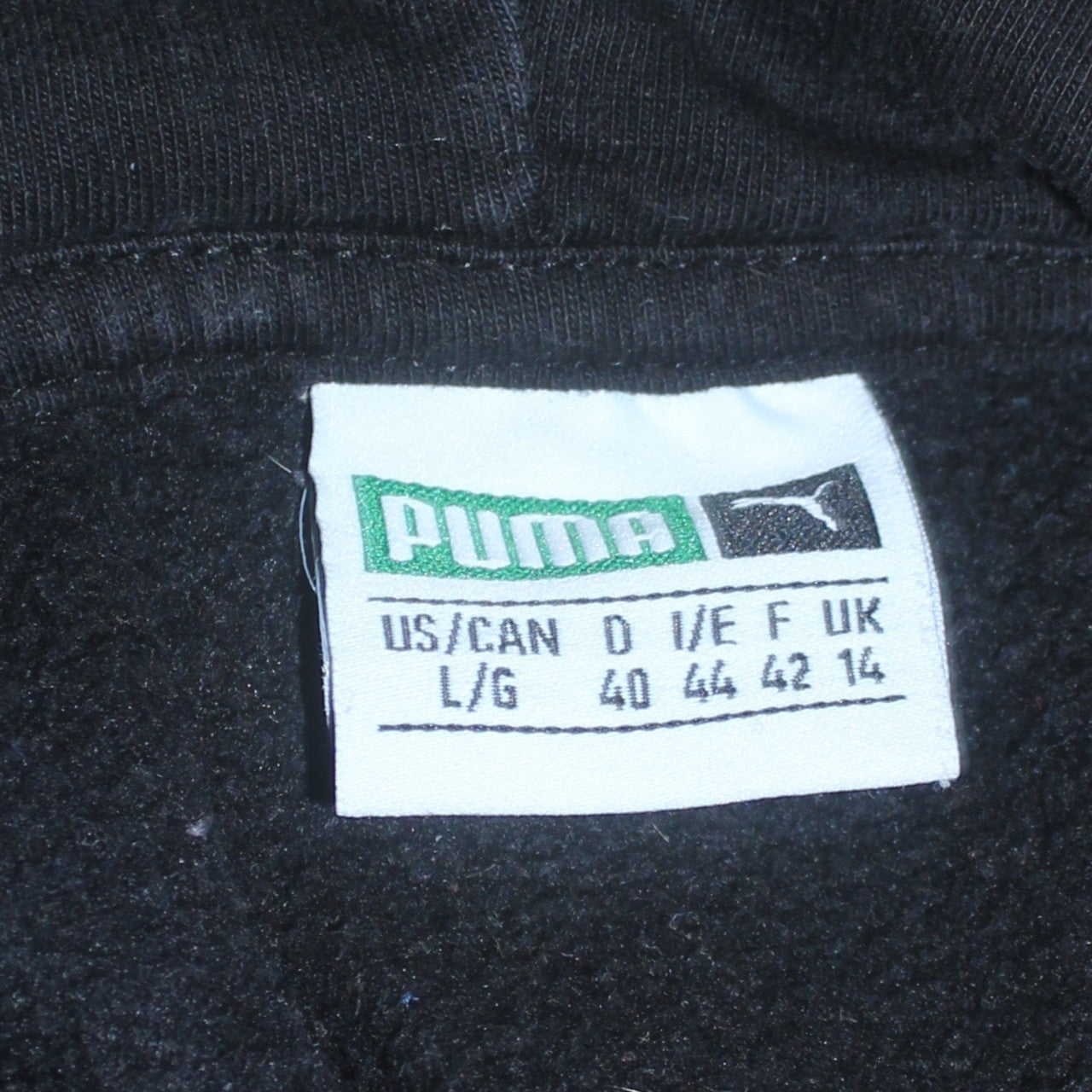 Puma Womens Black Blue Cropped Hoodie UK 14 Drawstring Logo Sweatshirt