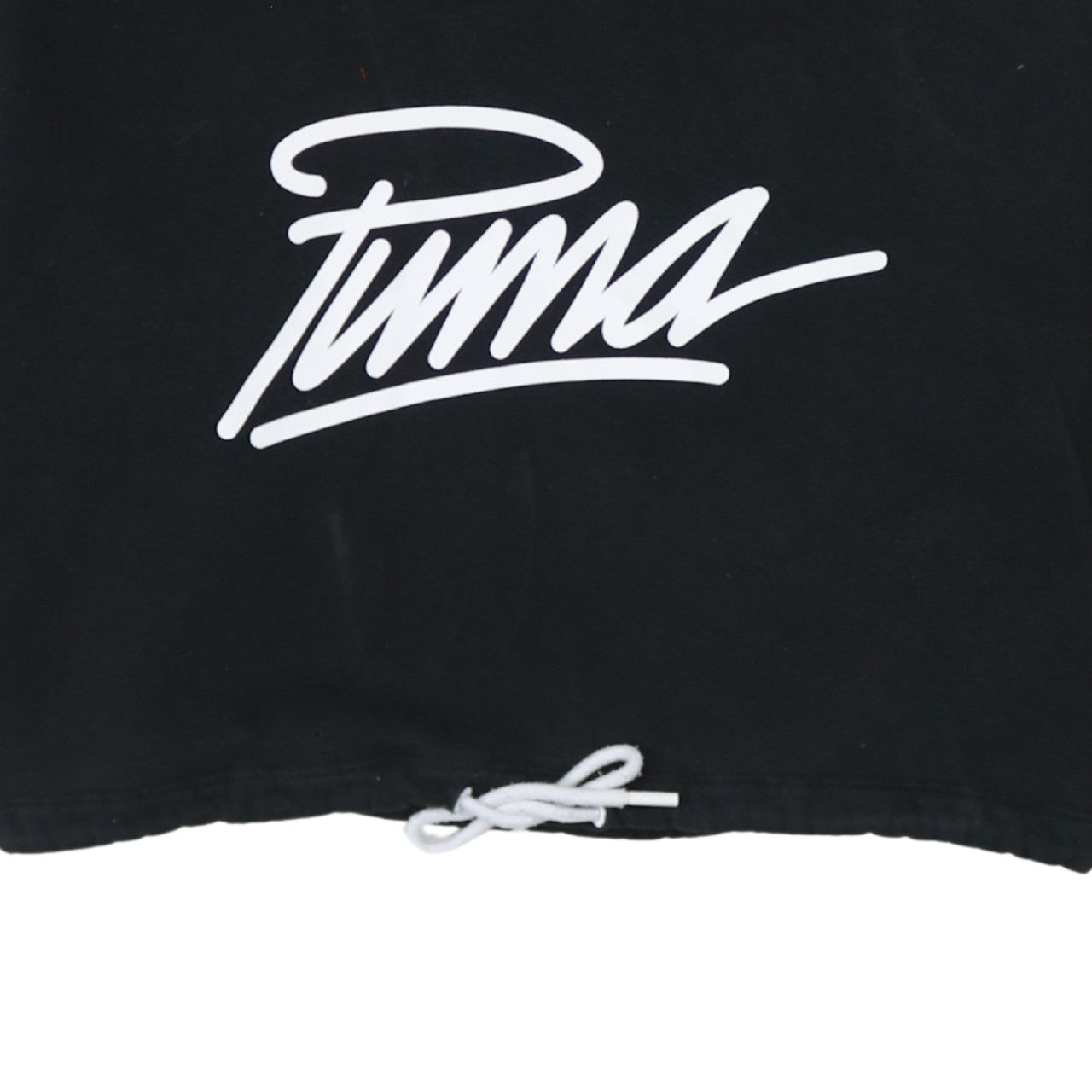 Puma Womens Black Blue Cropped Hoodie UK 14 Drawstring Logo Sweatshirt