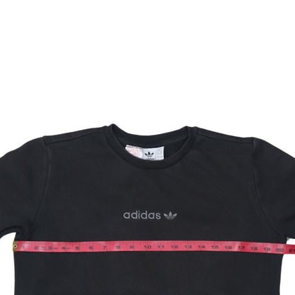Back view of Adidas boys’ black crew neck logo sweatshirt 13-14 years