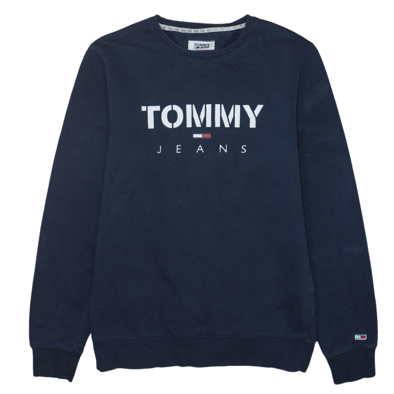 Tommy Jeans Men's Blue Logo Crew Neck Pullover Sweatshirt Size S