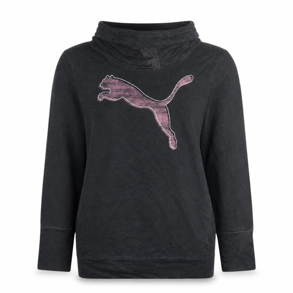 PUMA Women Black Size 12 Pullover Sweatshirt with Logo Graphic