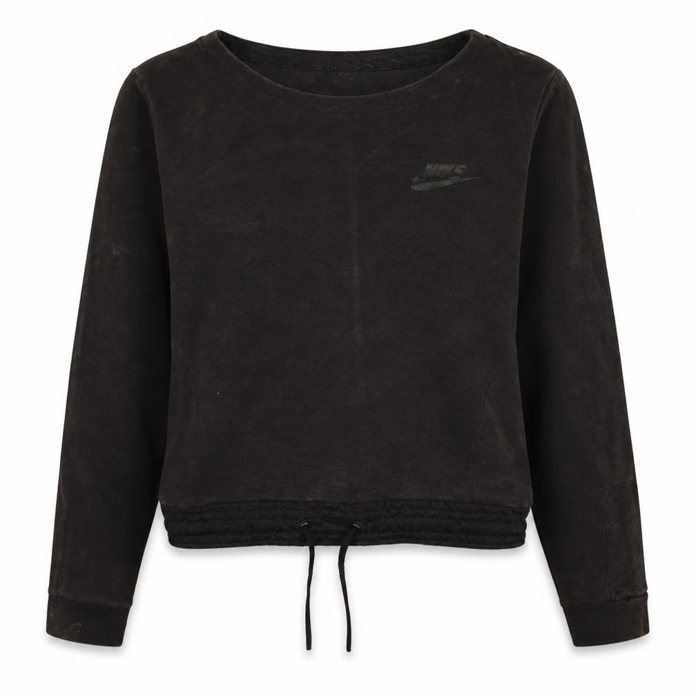 Nike Womens Black Pullover Sweatshirt L Logo Drawstring Hem