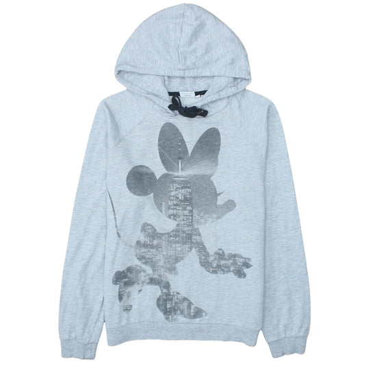 Disney Women Grey Minnie Mouse Hoodie Size L Pullover Cotton Blend
