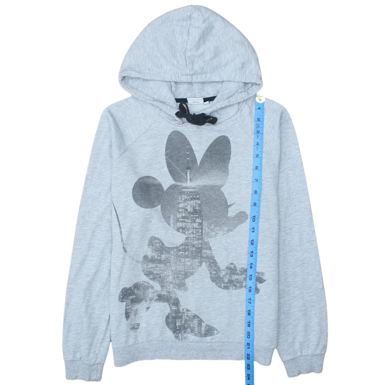 Disney Women Grey Minnie Mouse Hoodie Size L Pullover Cotton Blend