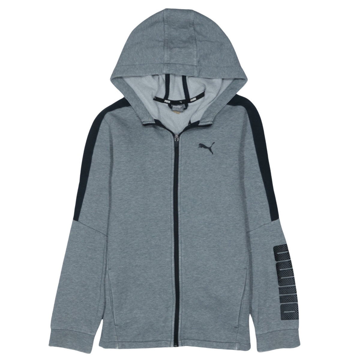 Puma Boys Grey Full Zip Hoodie Size 14 Years Logo Sportswear