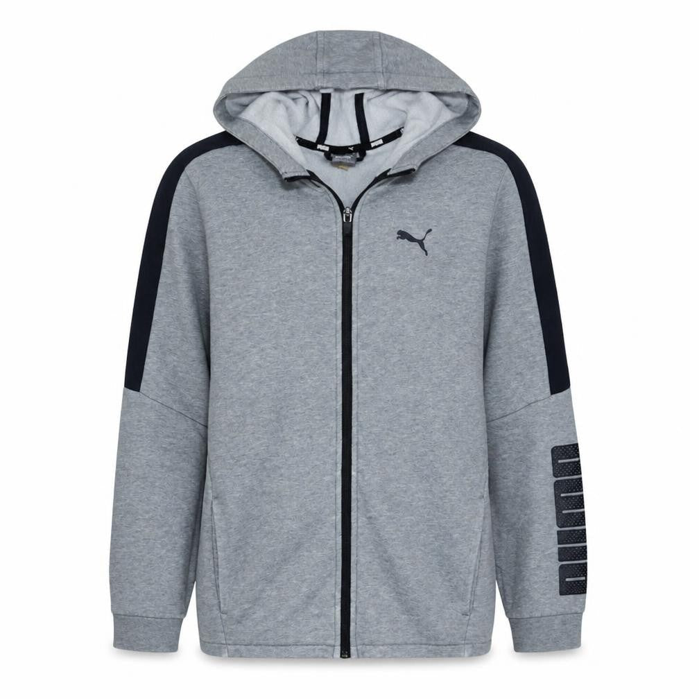 Puma Boys Grey Full Zip Hoodie Size 14 Years Logo Sportswear