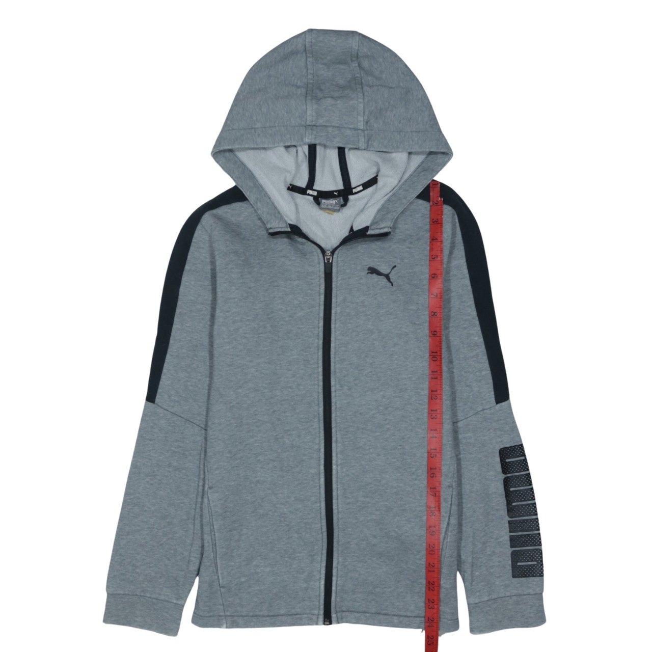 Puma Boys Grey Full Zip Hoodie Size 14 Years Logo Sportswear