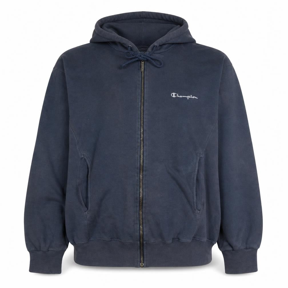 Champion Women's Navy Full Zip Hoodie Medium Cotton Blend