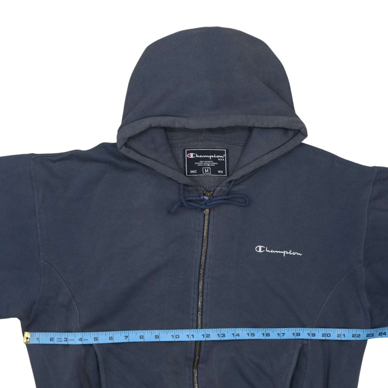 Champion Women's Navy Full Zip Hoodie Medium Cotton Blend