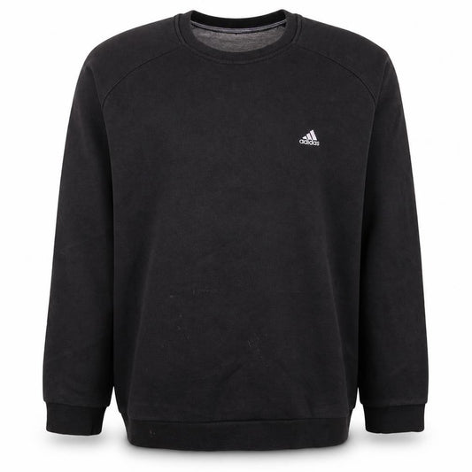 Adidas Men's Black Crew Neck Pullover Sweatshirt L Cotton Blend