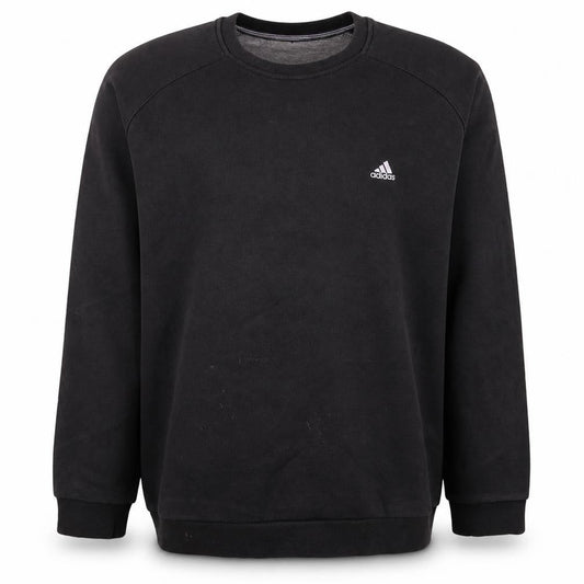 Adidas Men's Black Crew Neck Pullover Sweatshirt L Cotton Blend