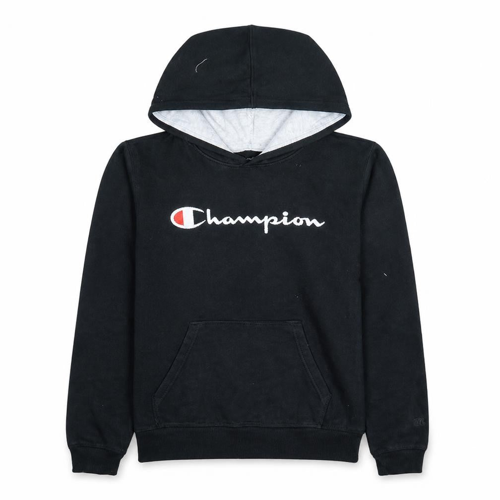 Champion Boys Black XL Pullover Hoodie with Logo Print