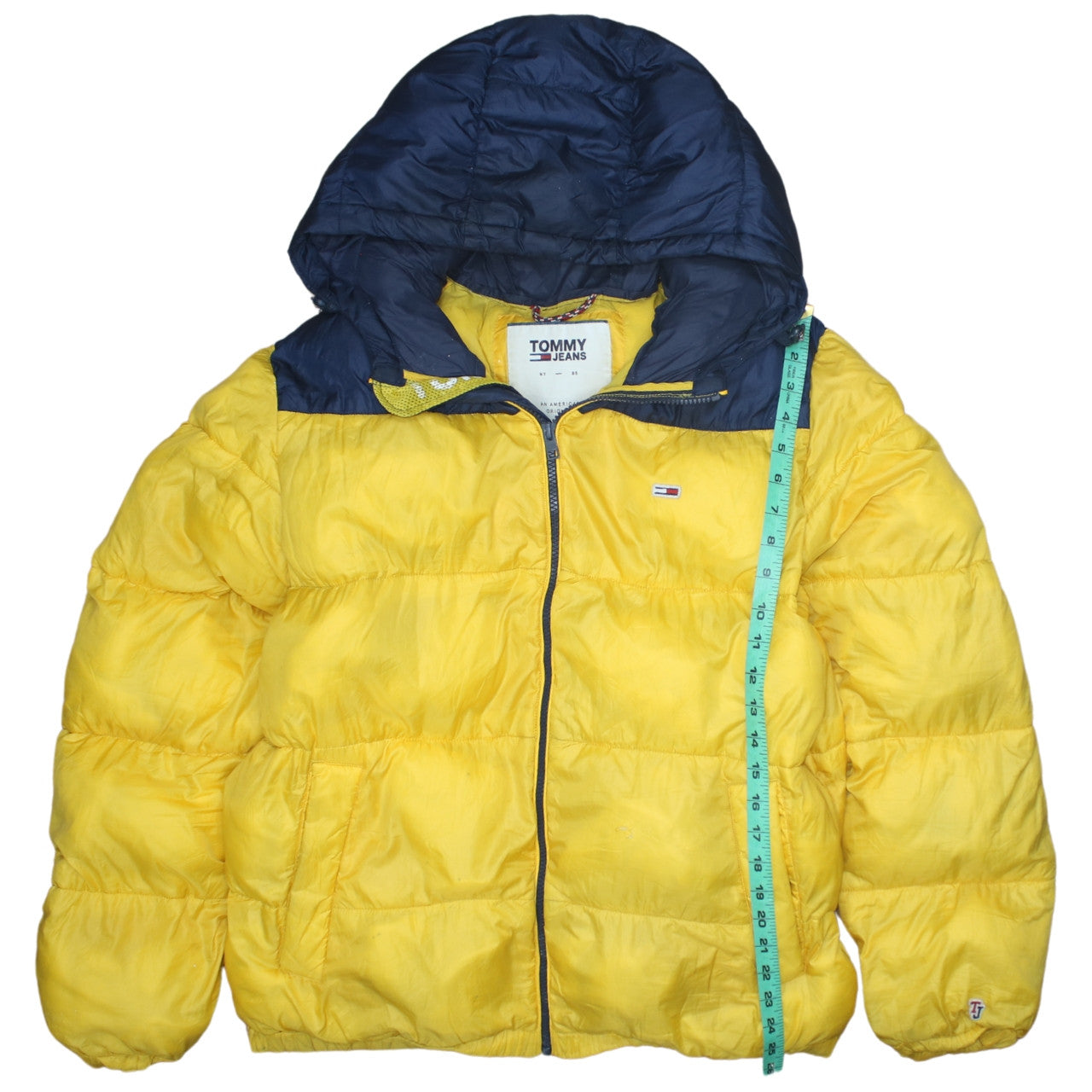 Tommy Jeans Men's Yellow XL Hooded Puffer Jacket Winter