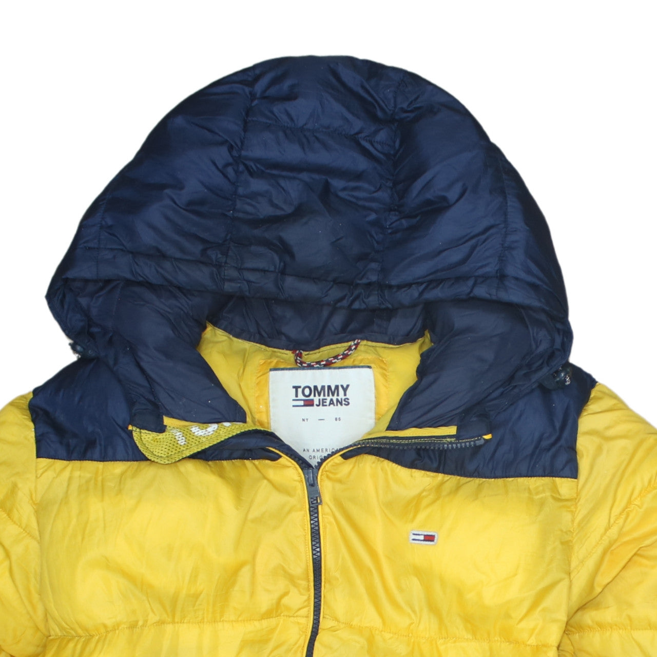 Tommy Jeans Men's Yellow XL Hooded Puffer Jacket Winter