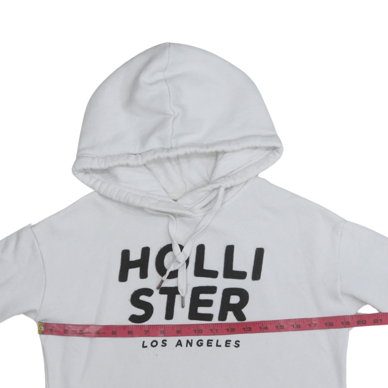 Hollister Men's White Pullover Hoodie Small Fleece Graphic Print