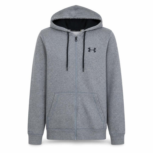 Under Armour Men's Grey Full Zip Hoodie Size M Relaxed Fit Fleece