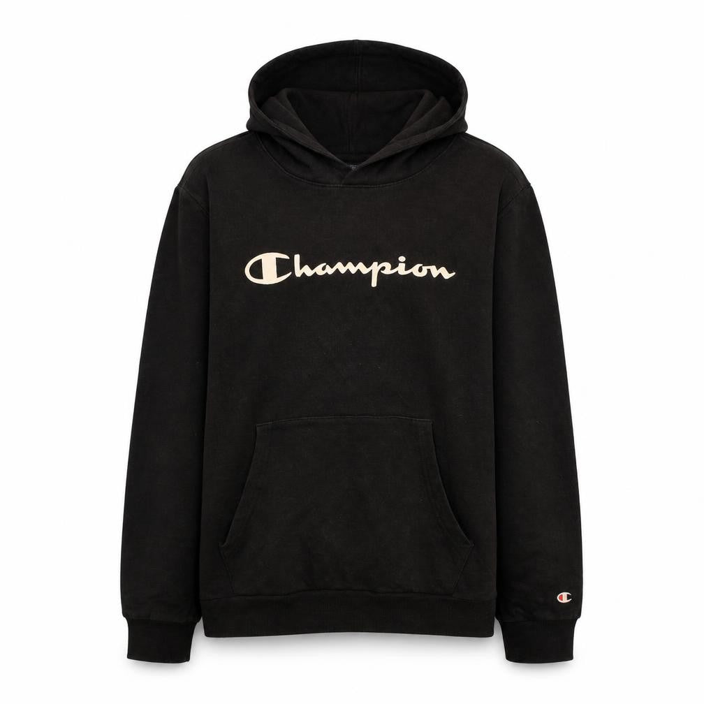 Champion Boys Black 2XL Pullover Hoodie with Logo Print