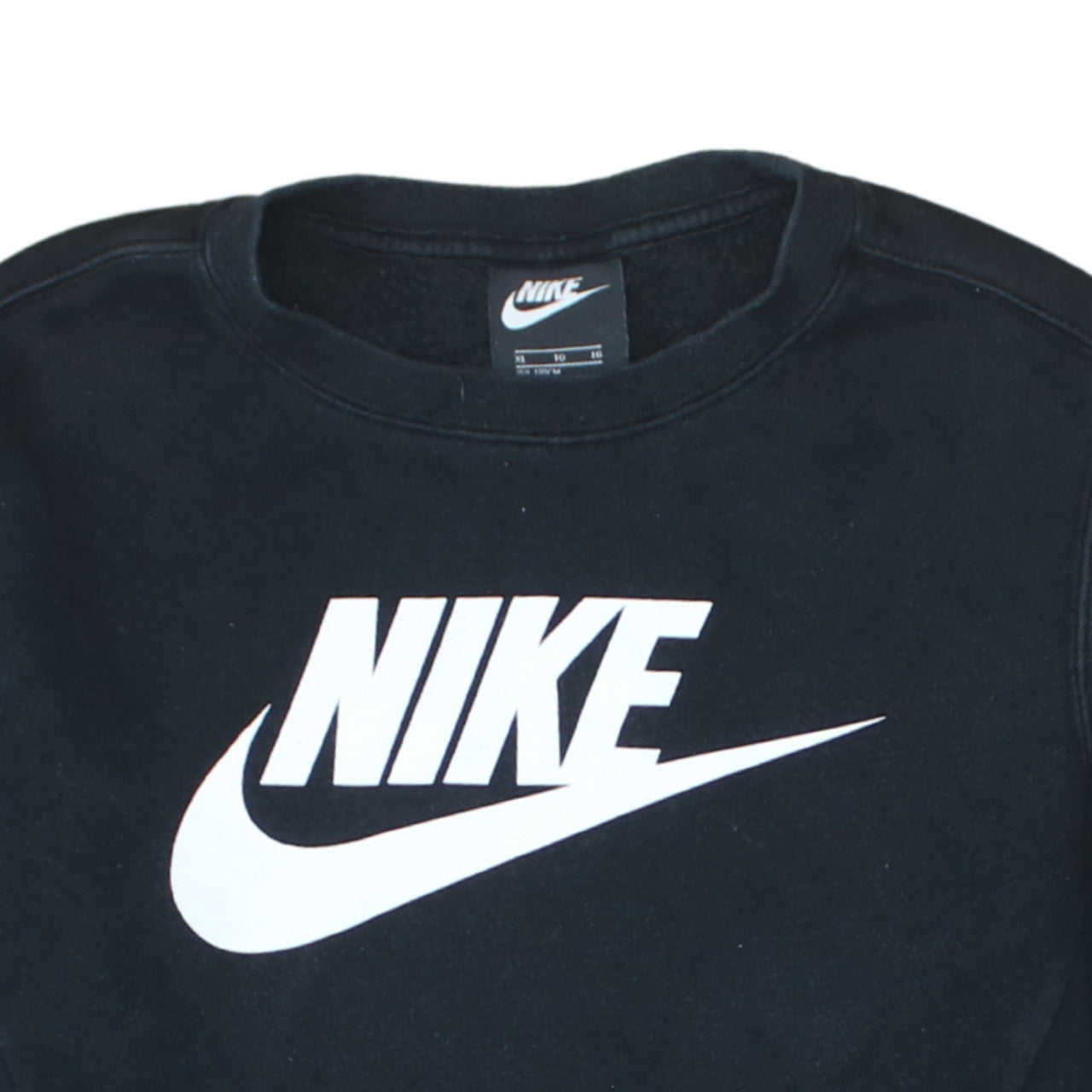 Nike Boys Black XL Fleece Pullover Sweatshirt with Logo Print