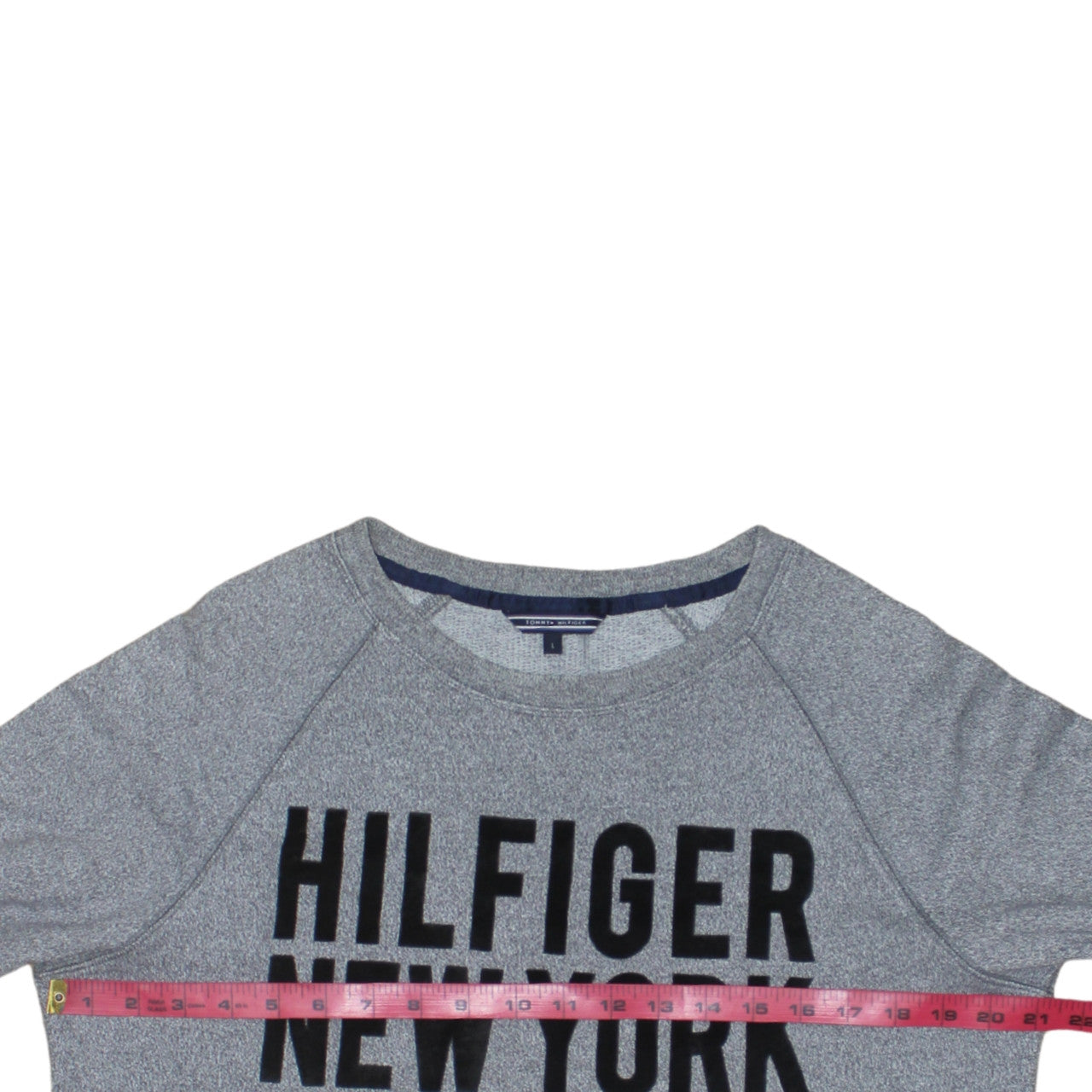 Tommy Hilfiger Men's Grey L Crew Neck Logo Pullover Sweatshirt