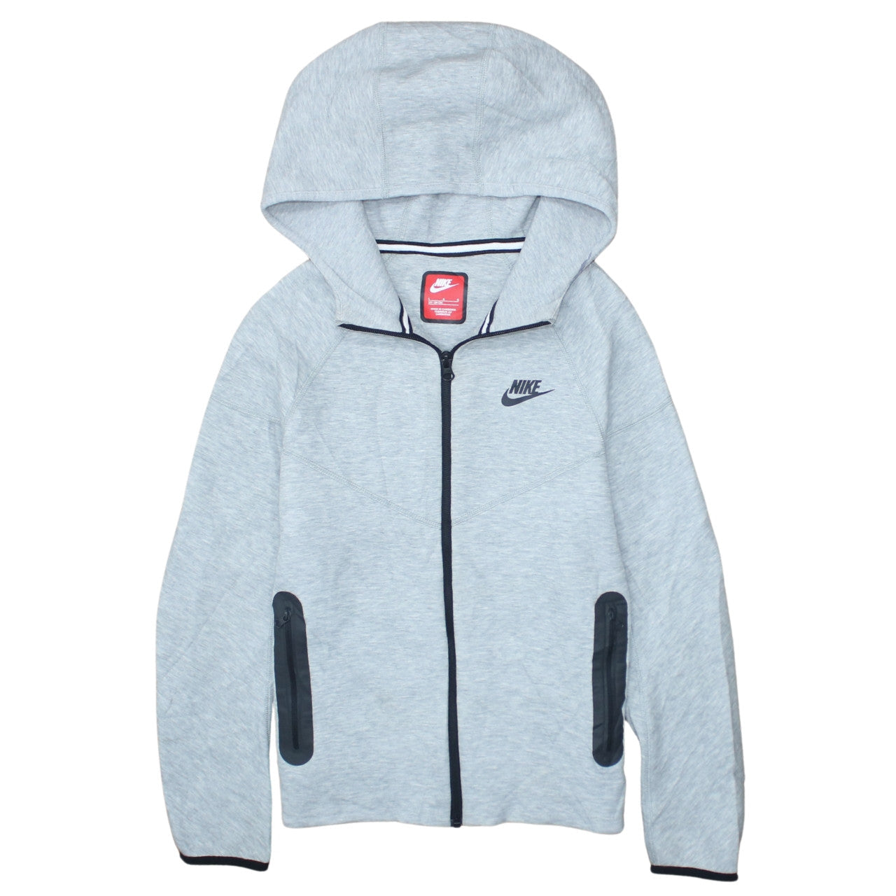 Nike Boys Grey Full Zip Hoodie Size L 147-158cm Fleece Sweatshirt