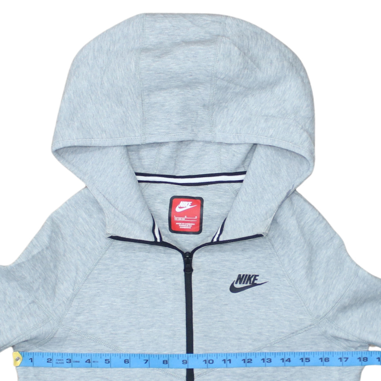 Nike Boys Grey Full Zip Hoodie Size L 147-158cm Fleece Sweatshirt