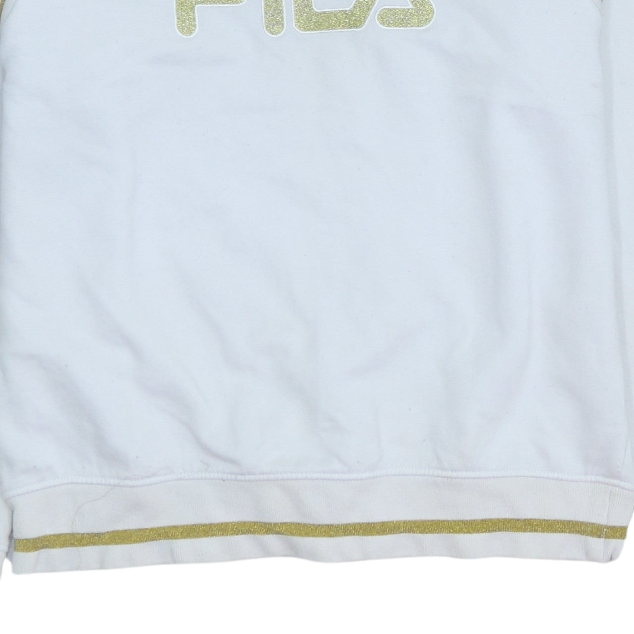 Fila Womens White Gold Logo Crew Neck Pullover Sweatshirt S
