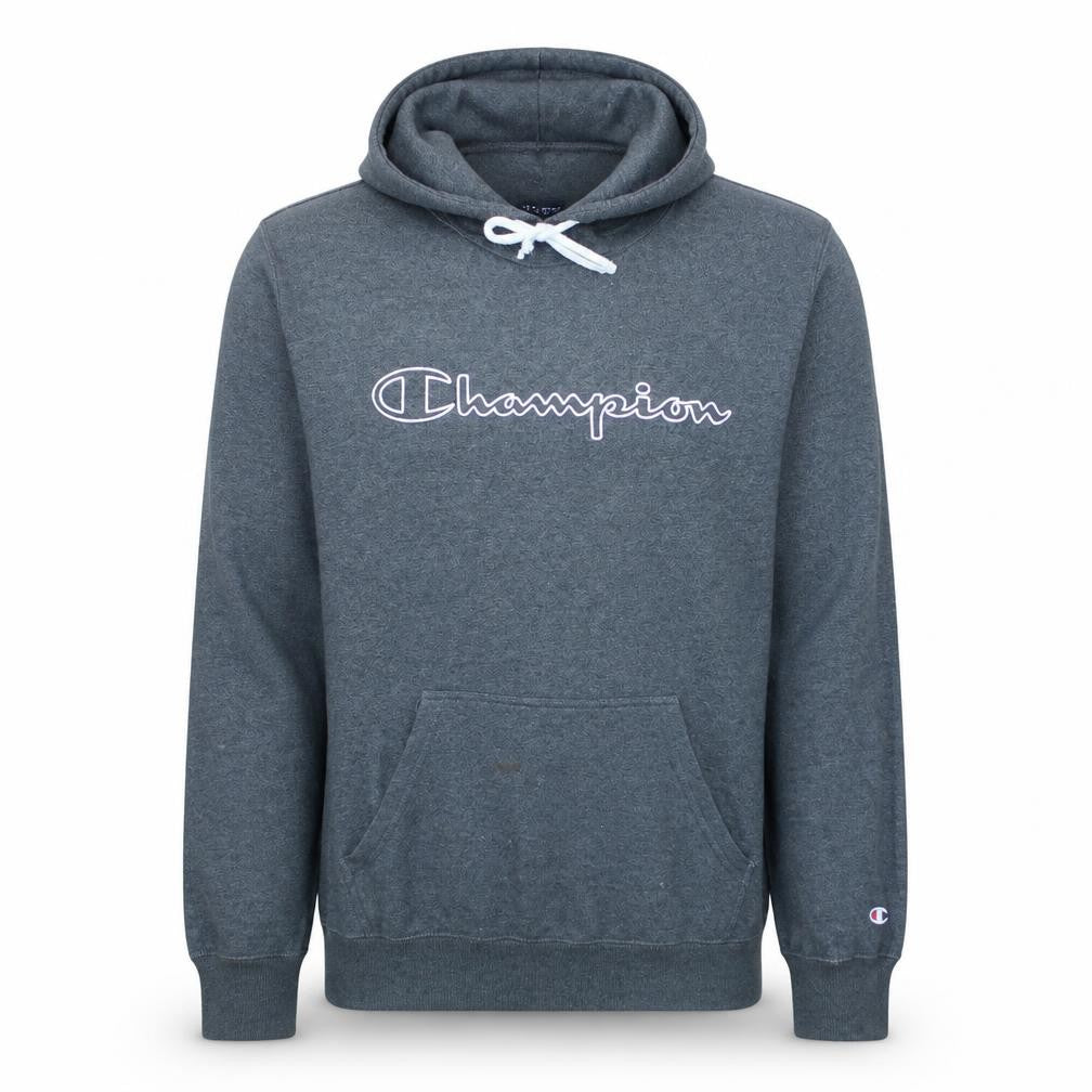 Champion Men's Grey Pullover Hoodie Size L Graphic Logo Sportswear