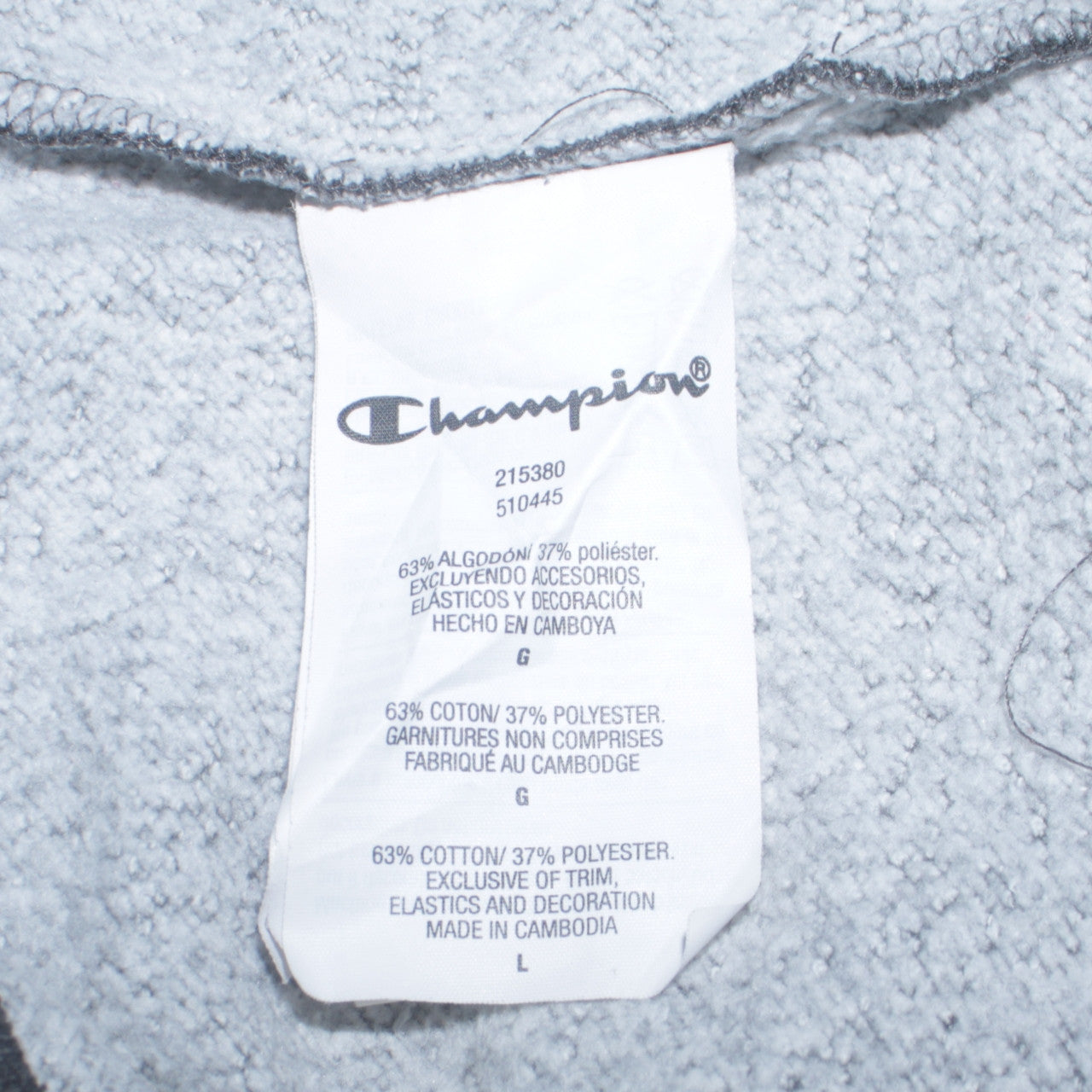 Champion Men's Grey Pullover Hoodie Size L Graphic Logo Sportswear