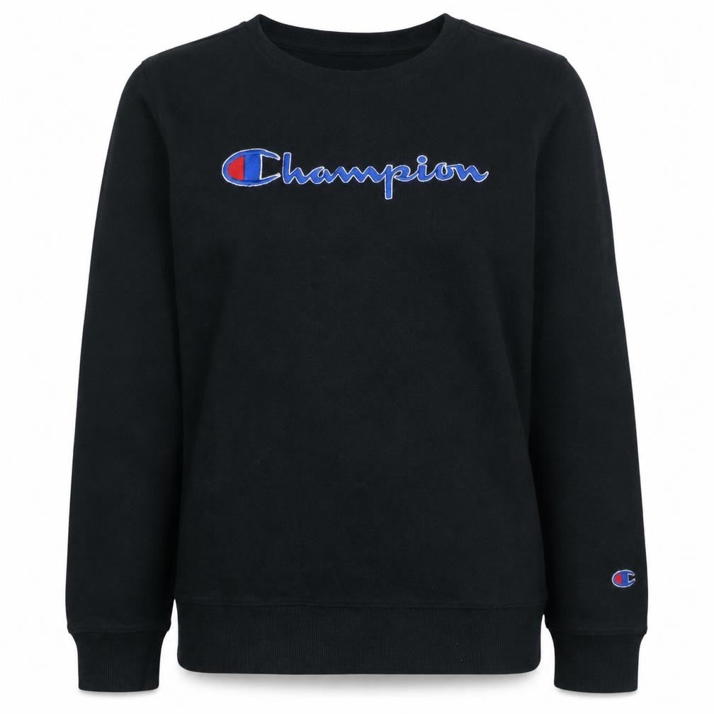 Champion Women's Black Pullover Sweatshirt XL Logo Crew Neck