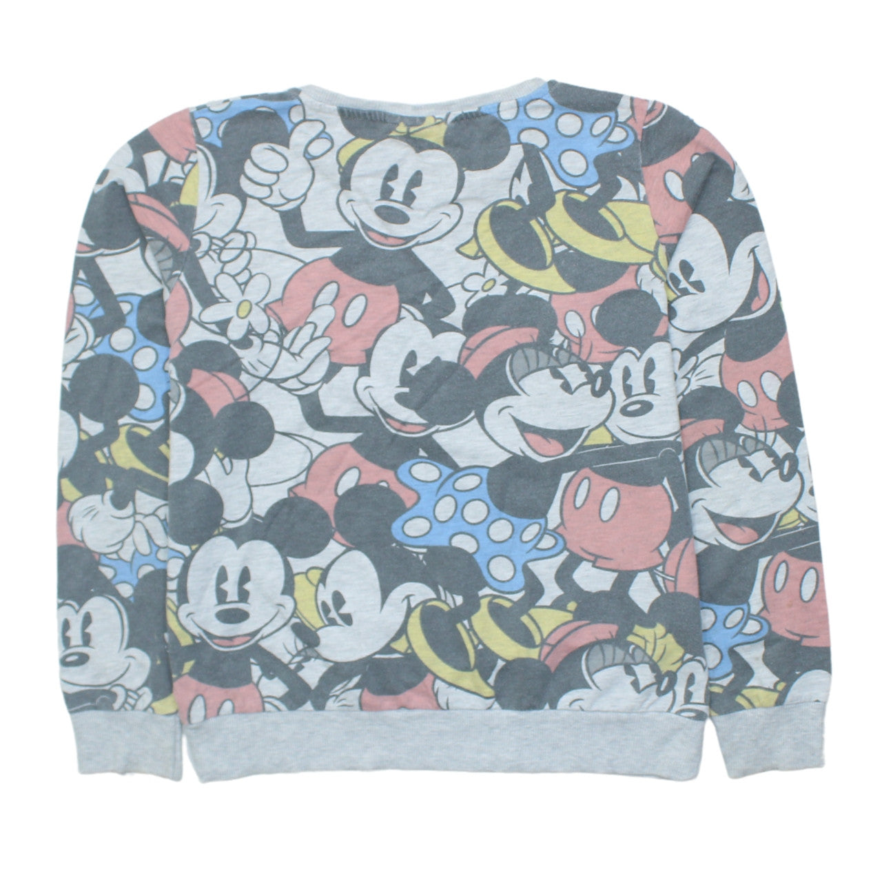 Disney Womens Grey Mickey & Minnie Mouse Pullover Sweatshirt Size 12