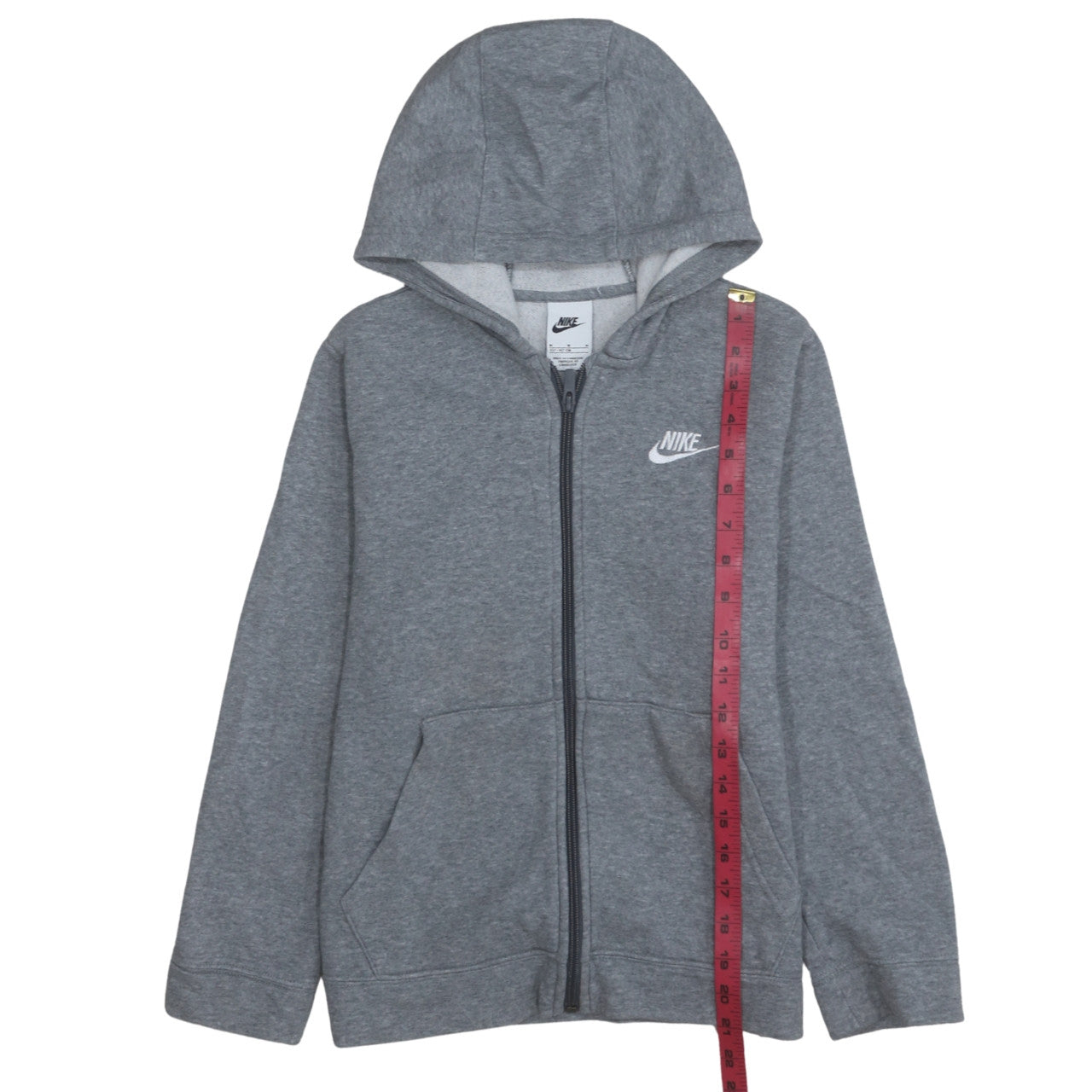 Nike Boys Grey Full Zip Hoodie Size 10-11Y Fleece Sportswear