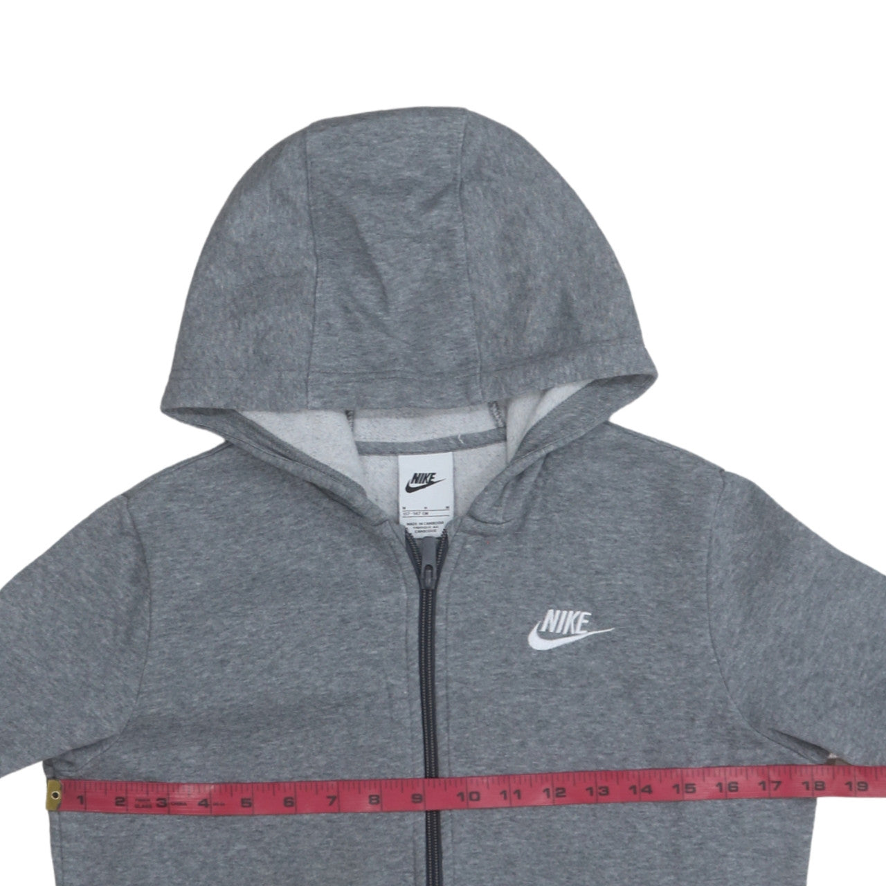 Nike Boys Grey Full Zip Hoodie Size 10-11Y Fleece Sportswear