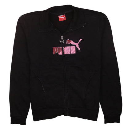 Additional front view of Puma women’s black track jacket, size UK 14, full zip cotton blend