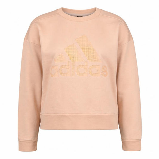 Adidas Womens Beige Logo Crew Neck Pullover Sweatshirt Size S