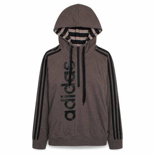 adidas Womens Brown Hoodie Size M Climailte Cotton 1/2 Zip Casual Sportswear