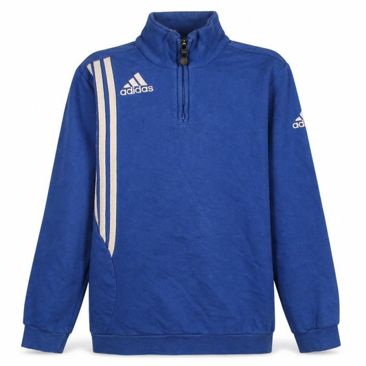 Adidas Boys Blue 1/4 Zip Fleece Sweatshirt 16 Years Regular Fit Sports Top