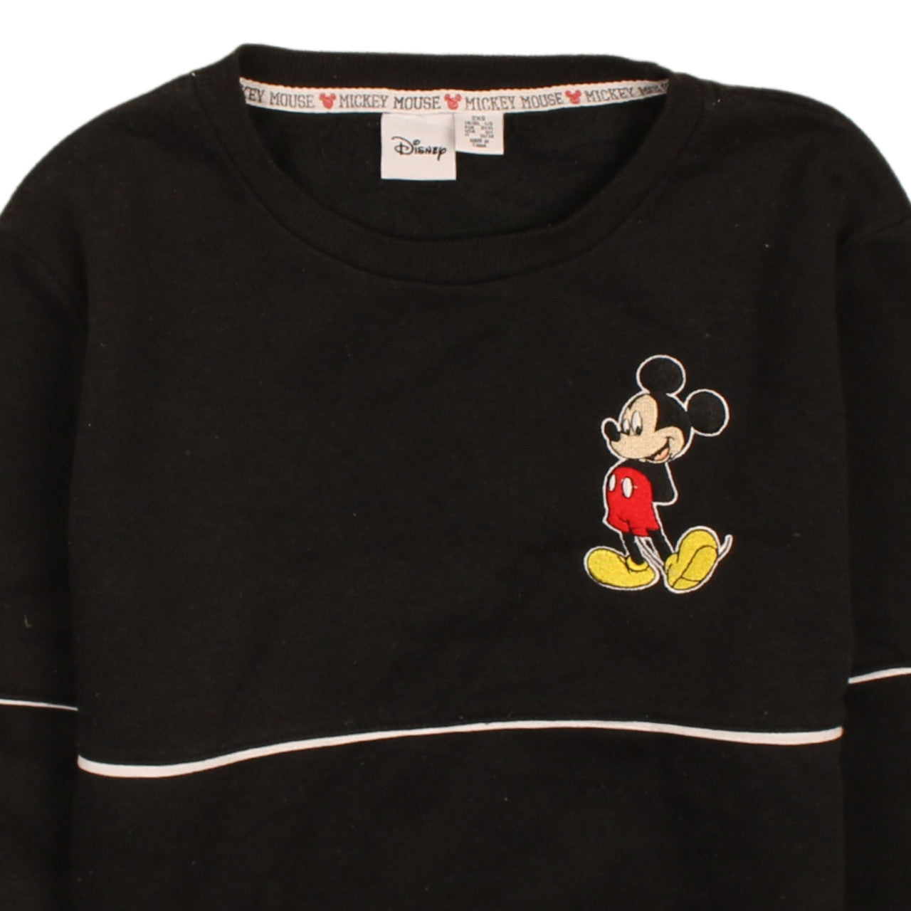 Disney Womens Black Mickey Mouse Pullover Sweatshirt 2XS