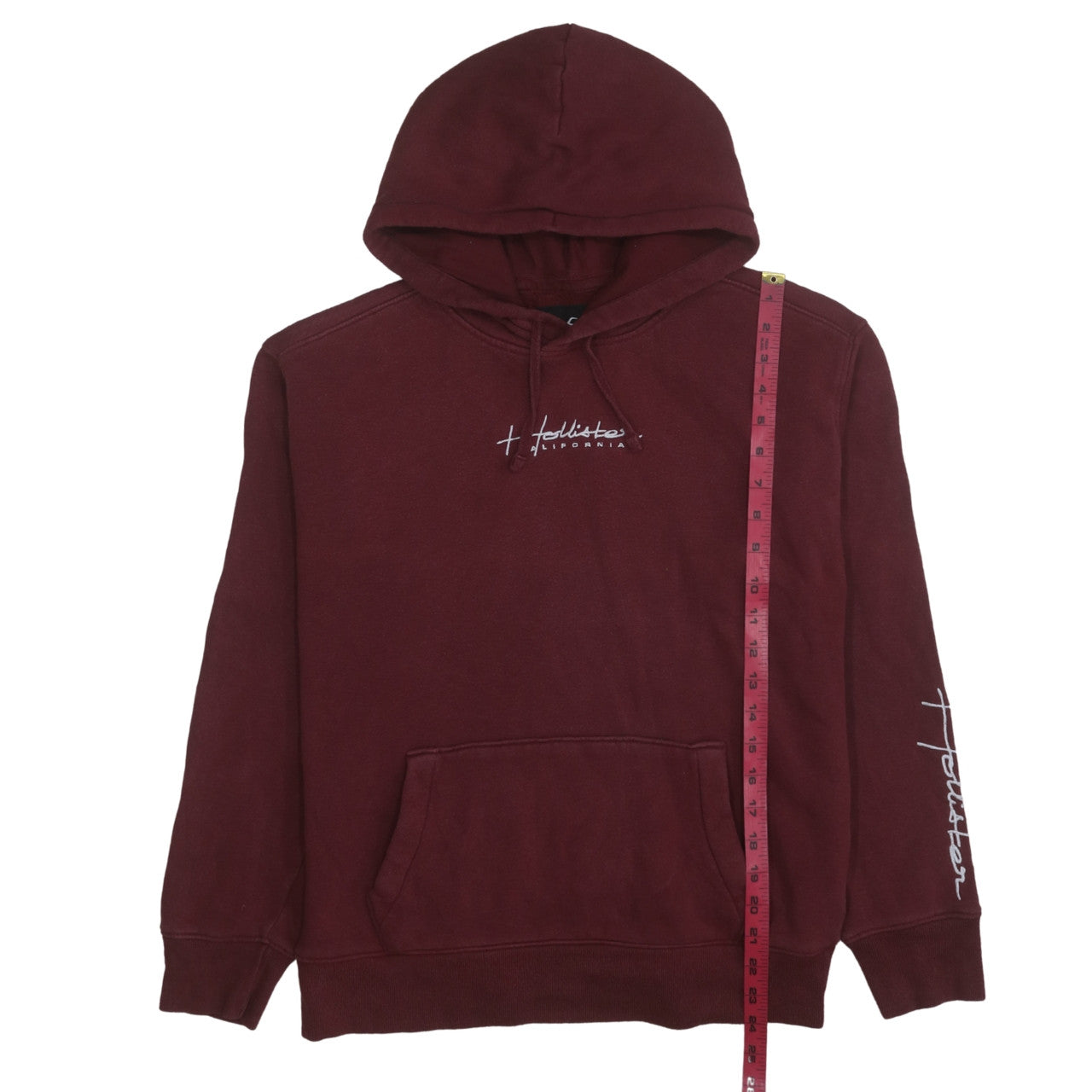 Hollister Mens Red Pullover Hoodie Small Regular Fit Fleece