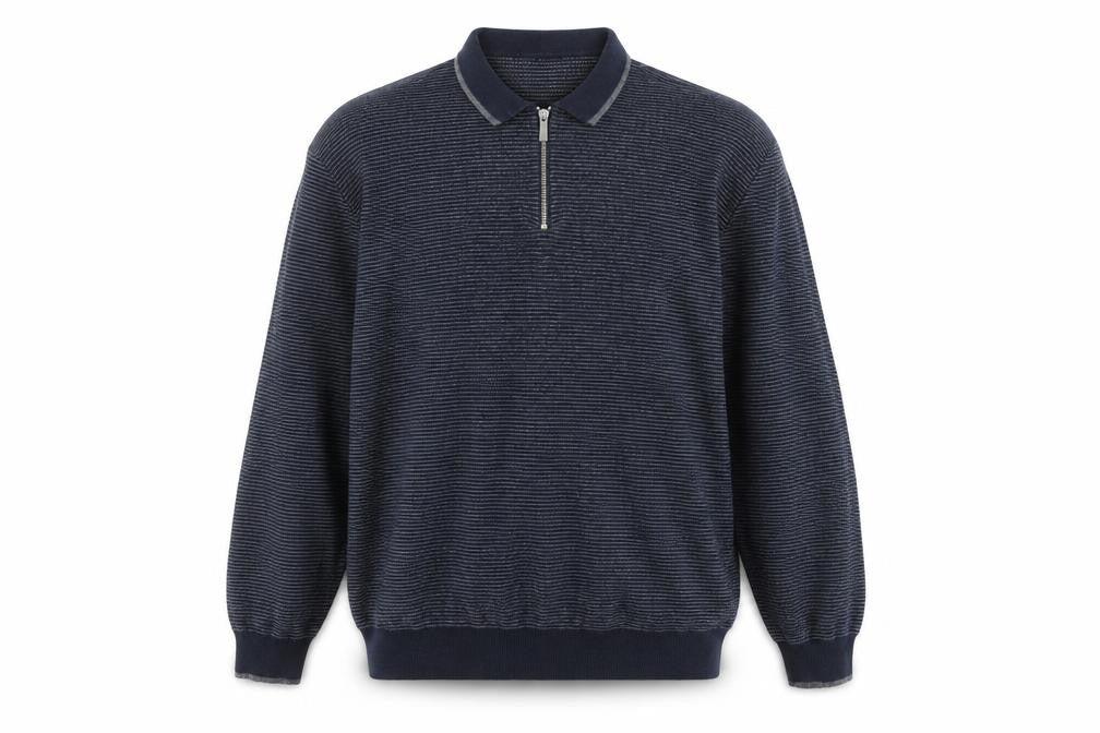 Tu Men's Blue 2XL Collared Half Zip Cotton Jumper