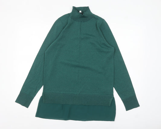 Next Women Green High Neck Tunic Jumper Size S