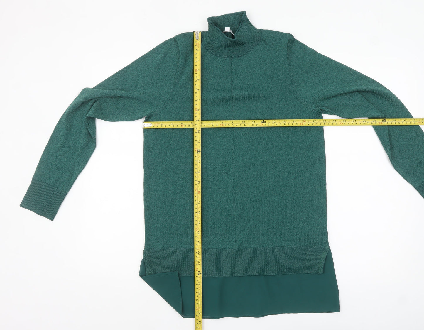 Next Women Green High Neck Tunic Jumper Size S