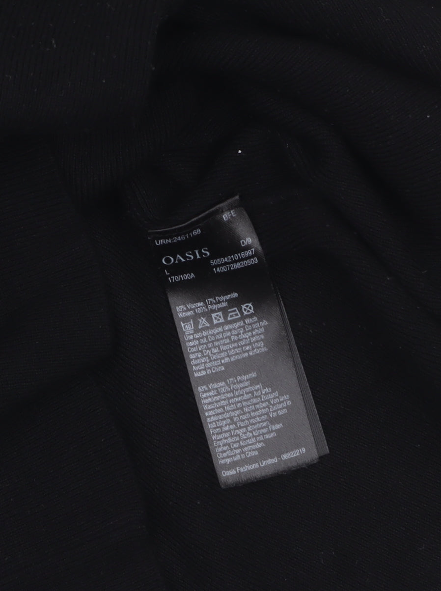 Oasis Womens Black Collared Knit Long Sleeve Blouse Size L