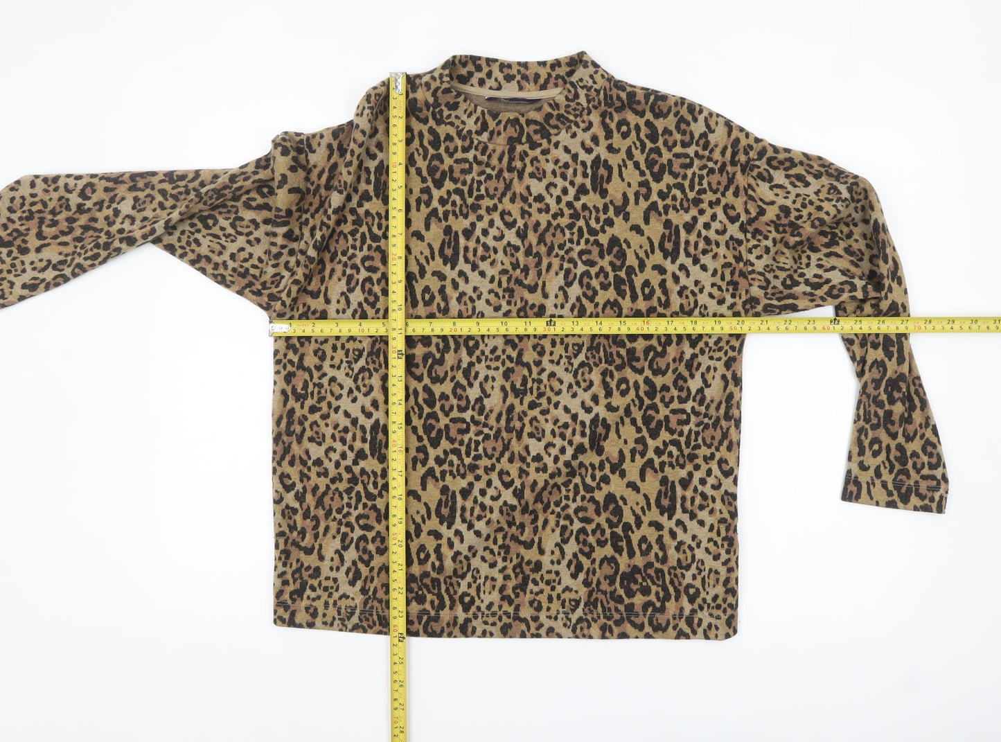 Marks and Spencer Women's Brown Leopard Print Long Sleeve Mock Neck Top Size 10
