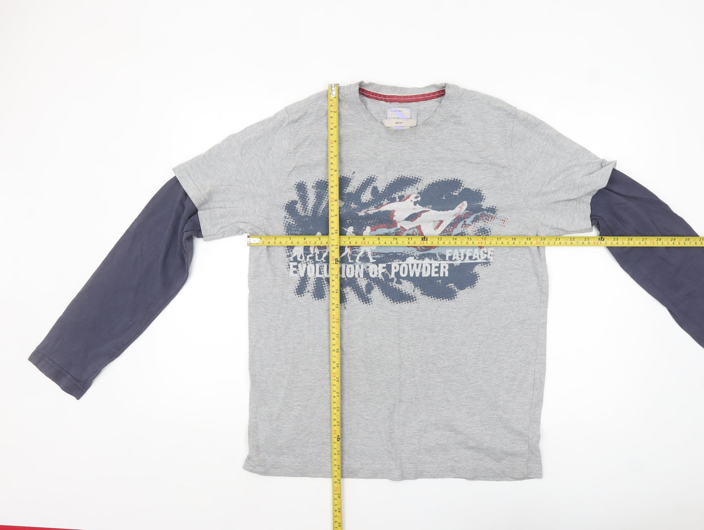 Fat Face Men's Grey Long Sleeve Graphic Sports T-Shirt Size M