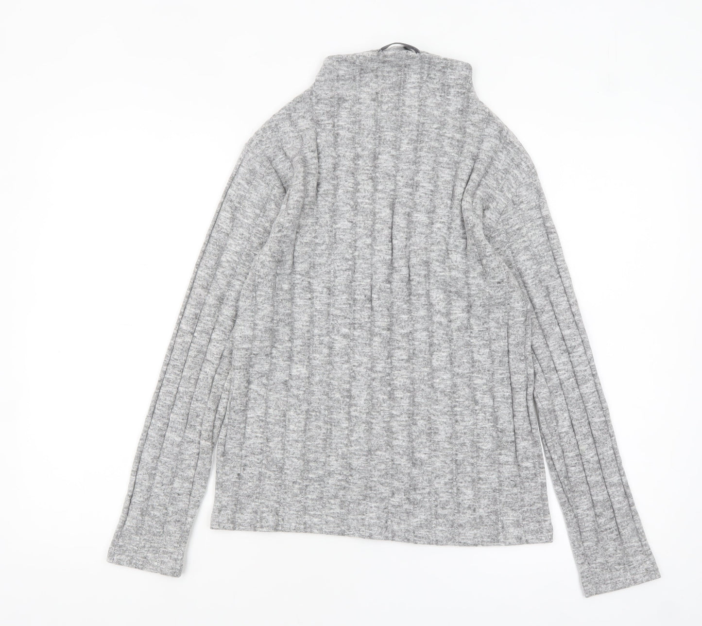 Marks and Spencer Womens Grey Roll Neck Ribbed Knit Jumper Size 8