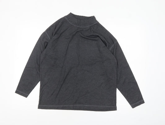 Anne Brooks Petite Womens Grey Mock Neck Long Sleeve Jersey Top Size S