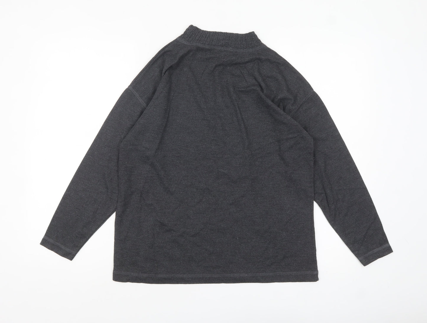Anne Brooks Petite Womens Grey Mock Neck Long Sleeve Jersey Top Size S