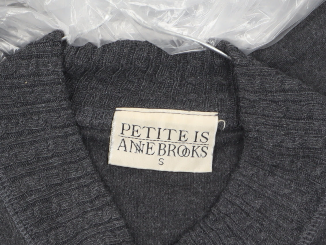 Anne Brooks Petite Womens Grey Mock Neck Long Sleeve Jersey Top Size S