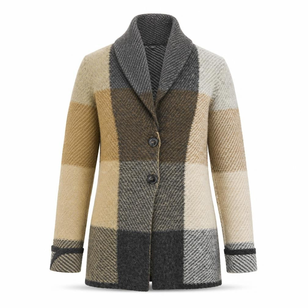 Olsen Women’s Multicoloured Check Knit Cardigan Size 14
