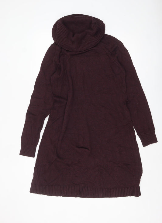 Market & Spruce Women Brown Knit Roll Neck Jumper Dress L